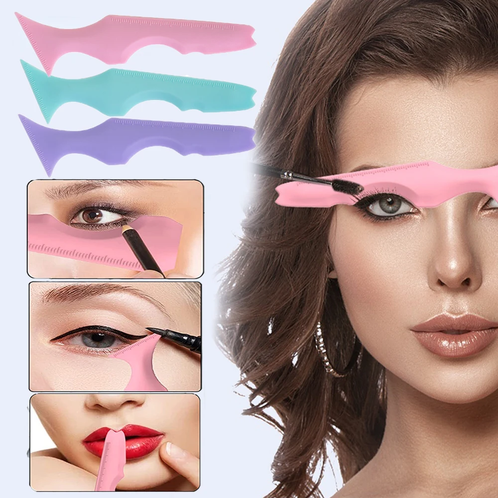 Eyeliner Stencils Silicone Winged Tip Eyeliner Aid Reusable Eyeliner Ruler Multi-Purpose Makeup Eyelash Paint Lipstick Tool