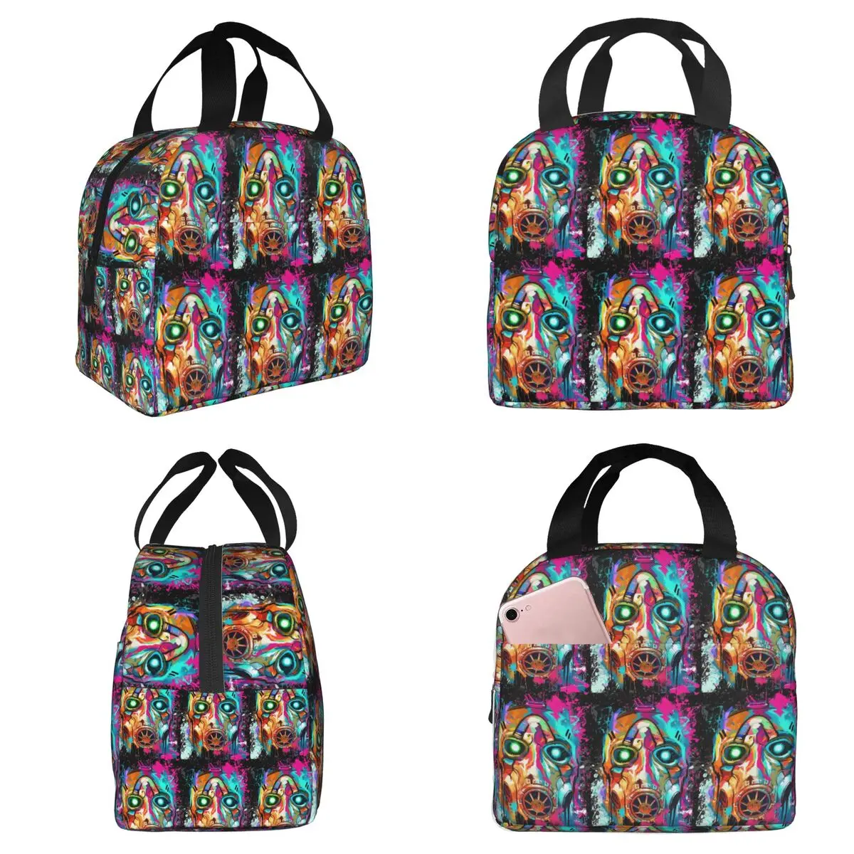B-Borderlands Shooting Game Gaming Insulated Lunch Bag for Women Office Cooler Thermal Food Box Tote Lunch Boxes Container