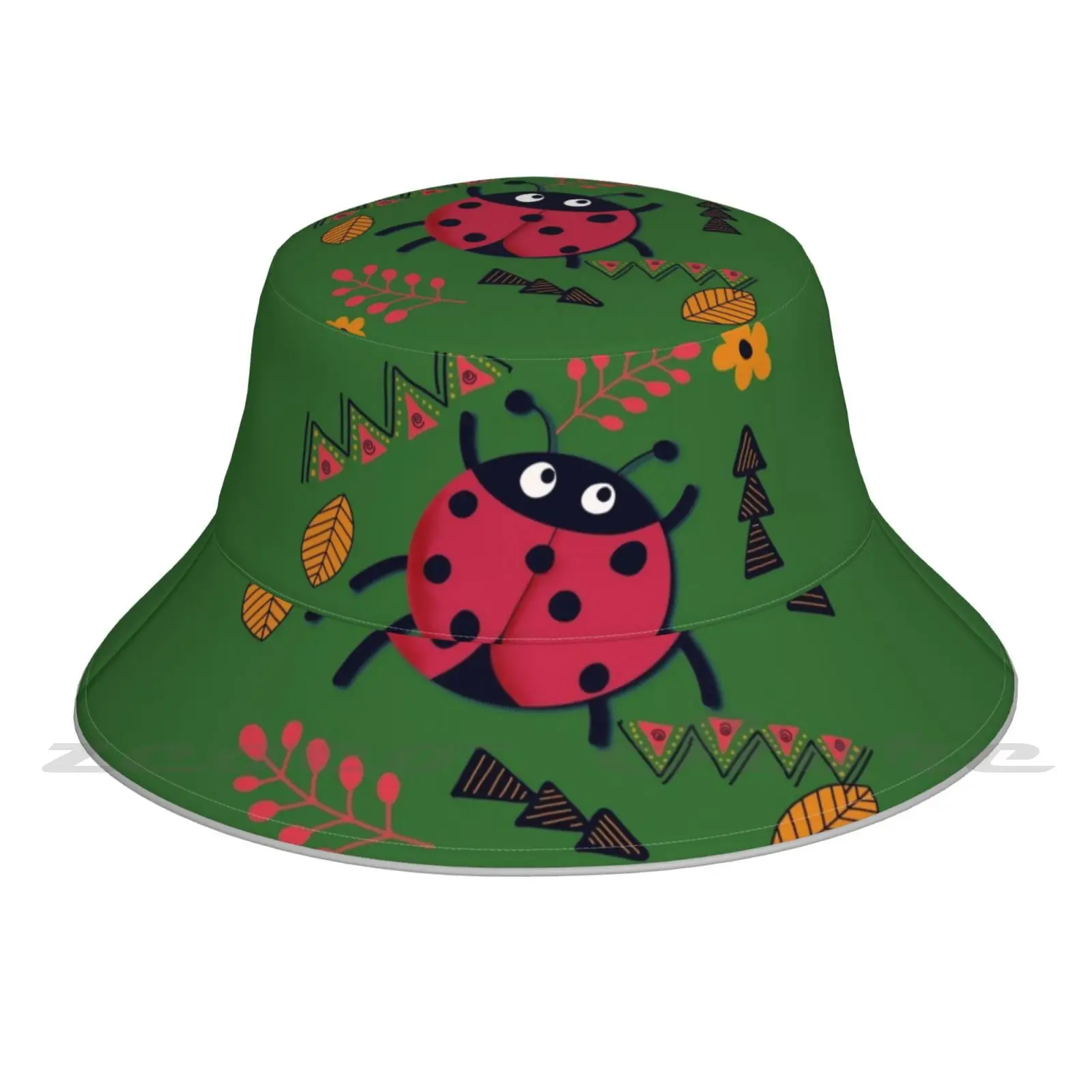 Picnic Bucket Hat Outdoor Sports Breathable Present Fashion Cap Red Floral Botanical Line Flowers Leaves