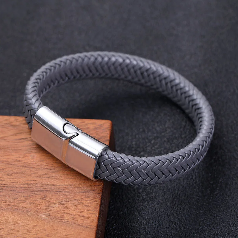 Magnetic Clasp Leather Braided Bracelet Bangle for Men Woven Bracelet Mens Hand Jewellery Leather Bracelet Homme Accessories