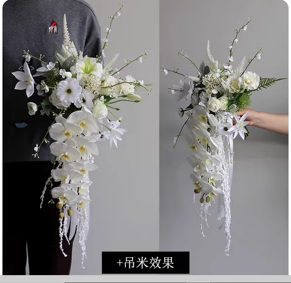 Bridal bouquet wedding photography artificial flowers Phalaenopsis artificial flowers home table decoration