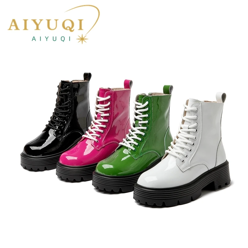 AIYUQI Marton Boots Women High Heel 2024 New Genuine Leather Women Ankle Boots British Style Vintage Platform Women Winter Boots