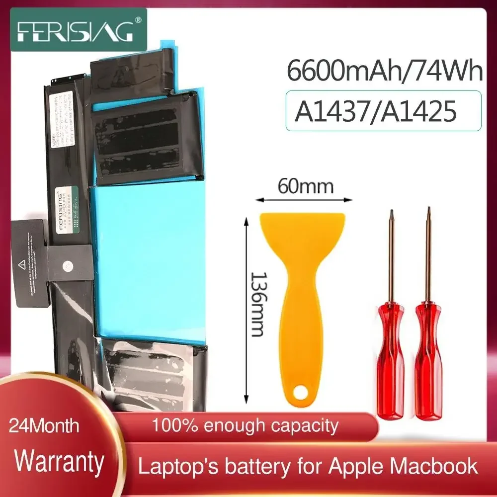 

FERISING 74Wh New A1437 Battery For Apple MacBook Pro 13" 13.3" Retina A1425 Late 2012 Early 2013 Version MD212 MD213 bateria