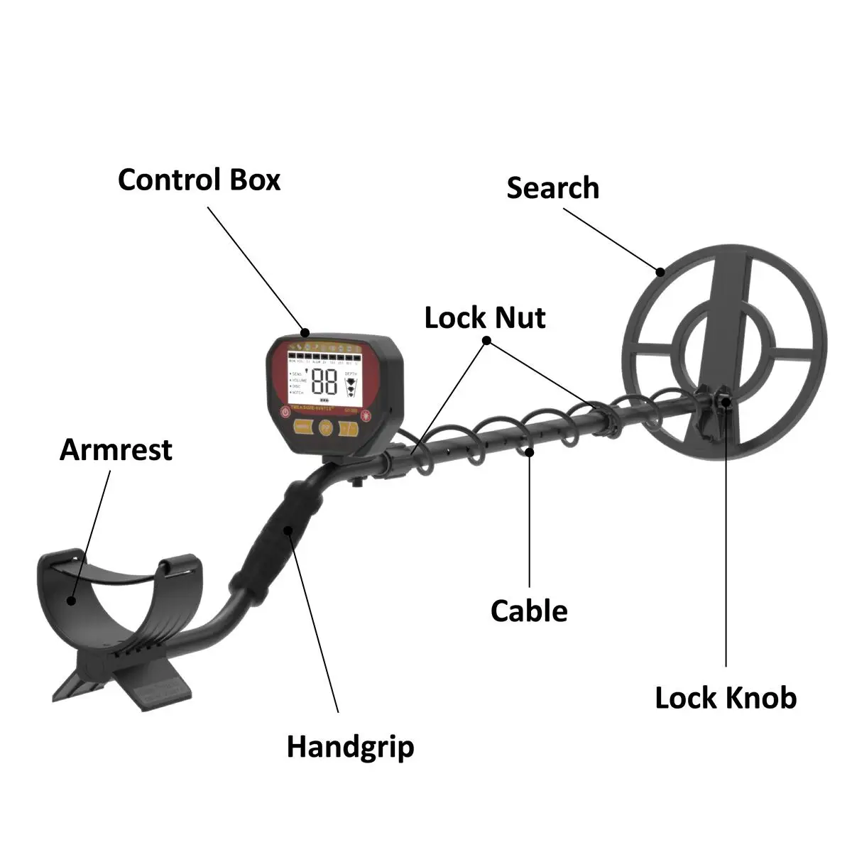 Professional Underground Metal Detector GT350 Gold Digger Treasure Hunter Pinpointer LCD Display 10\'\' Searchcoil