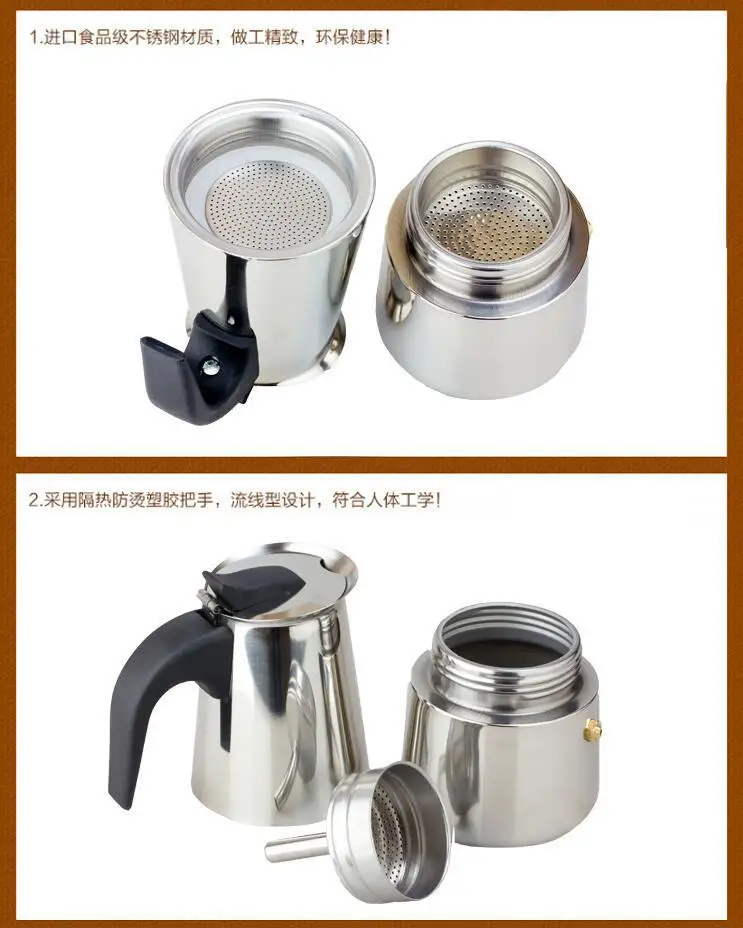 aqxreight Caffettiera in Acciaio Inossidabile Piano Cottura Design Moderno con Manico Resistente Al Calore Capacità di 200 Ml per il Ristorante 'hotel Home Office