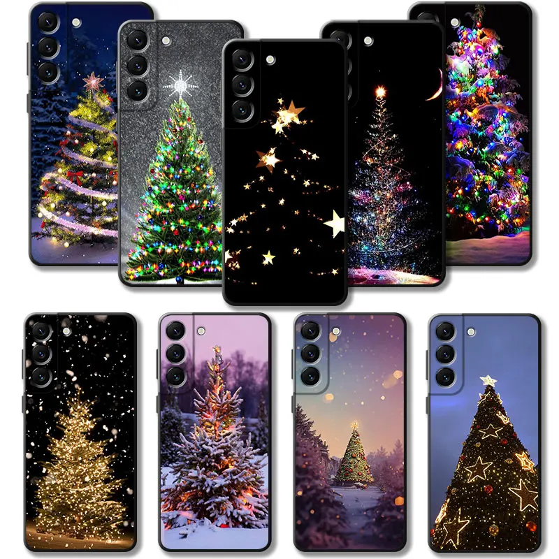 Case For Samsung Galaxy S24 S23 S22 S21 S20 FE Ultra Plus Note 20Ultra 10Plus Cover Bright At Night Christmas Tree Funda