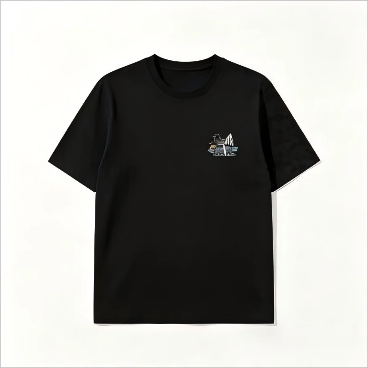 Tropical Van Palm Tree Surfboard Graphic Tee Vintage Beach Travel Print Unisex Soft Short Sleeve Casual Streetwear Aesthetic