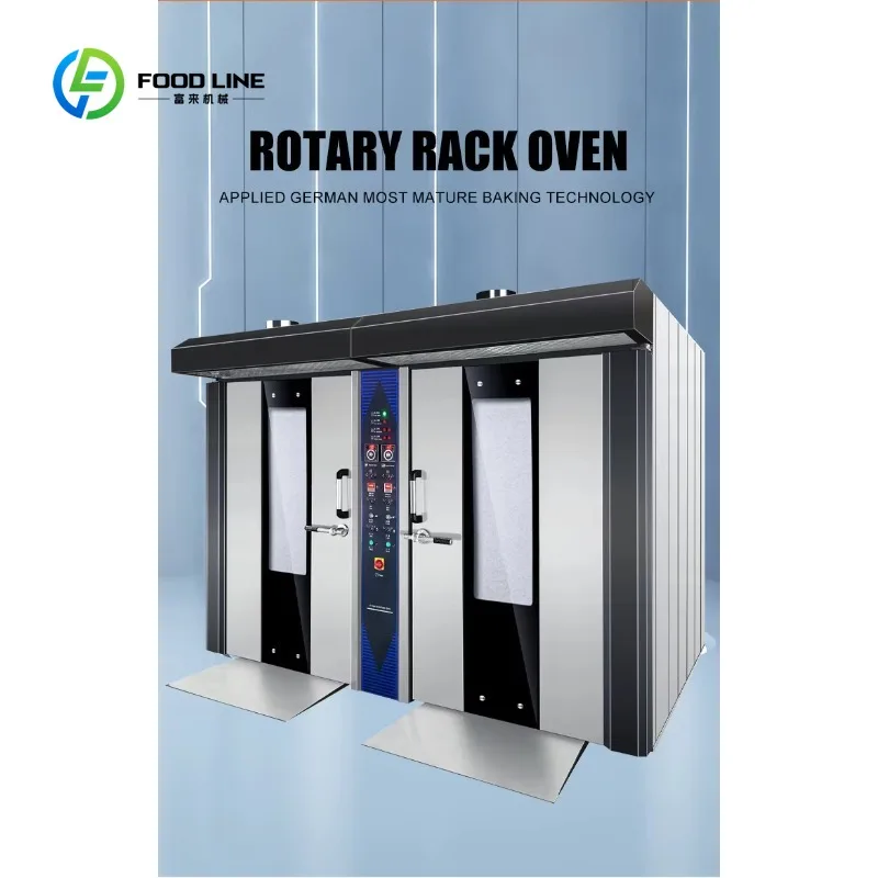 Customized New 12 Trays Industrial Diesel Power Rotary Oven for Bakery Diesel Rotary Rack Oven for Bread Baking and Food Shop