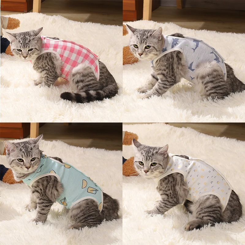 Cat Sterilization Cute Print Pet Care Clothes Anti-lick Recovery Veat After Surgery for Small Dogs Cat Jumpsuit Kitten Wean Suit