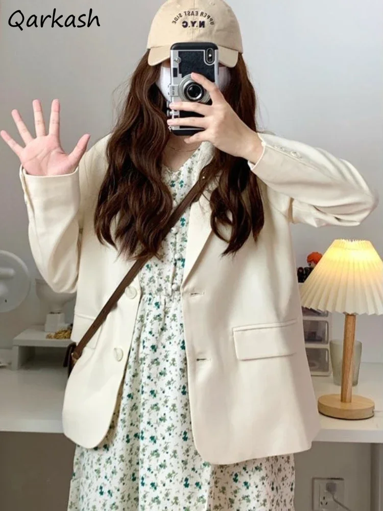 

Notched Blazers Women Loose Ulzzang Sweet Office Lady Designed Harajuku Basic Autumn Minimalist 2023 New Arrival Popular Leisure