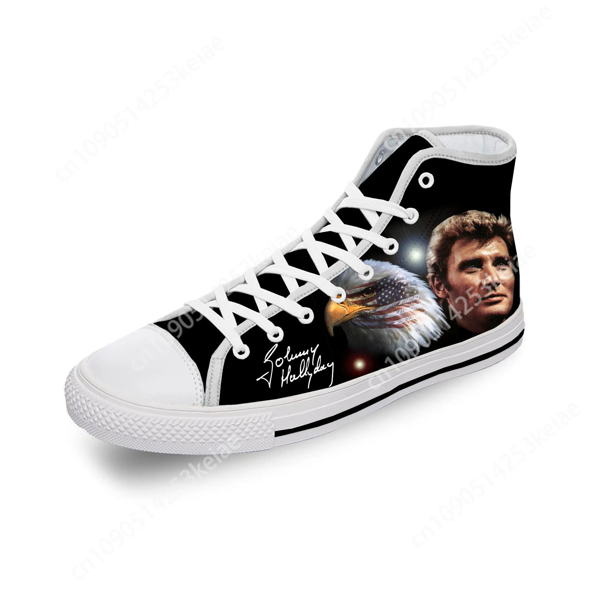 Johnny Hallyday Rock Star Lightweight Cloth 3D Print Funny Fashion High Top Canvas Shoes Men Women Casual Breathable Sneakers