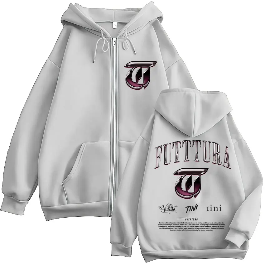 ألبوم جولة المغني الصغير STOESSEL Fectura 2025 قلنسوة بسحاب سترة هاراجوكو الجمالية بلوزات موضة كبيرة الحجم بغطاء للرأس بسحاب