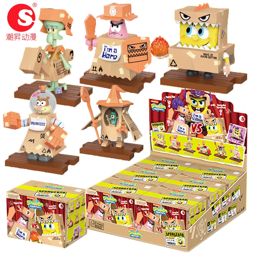 

Новые оригинальные квадратные штаны «Губка Боб» Brave Stage Series слепая коробка модные настольные украшения игрушки модели крутые подарки на день защиты детей
