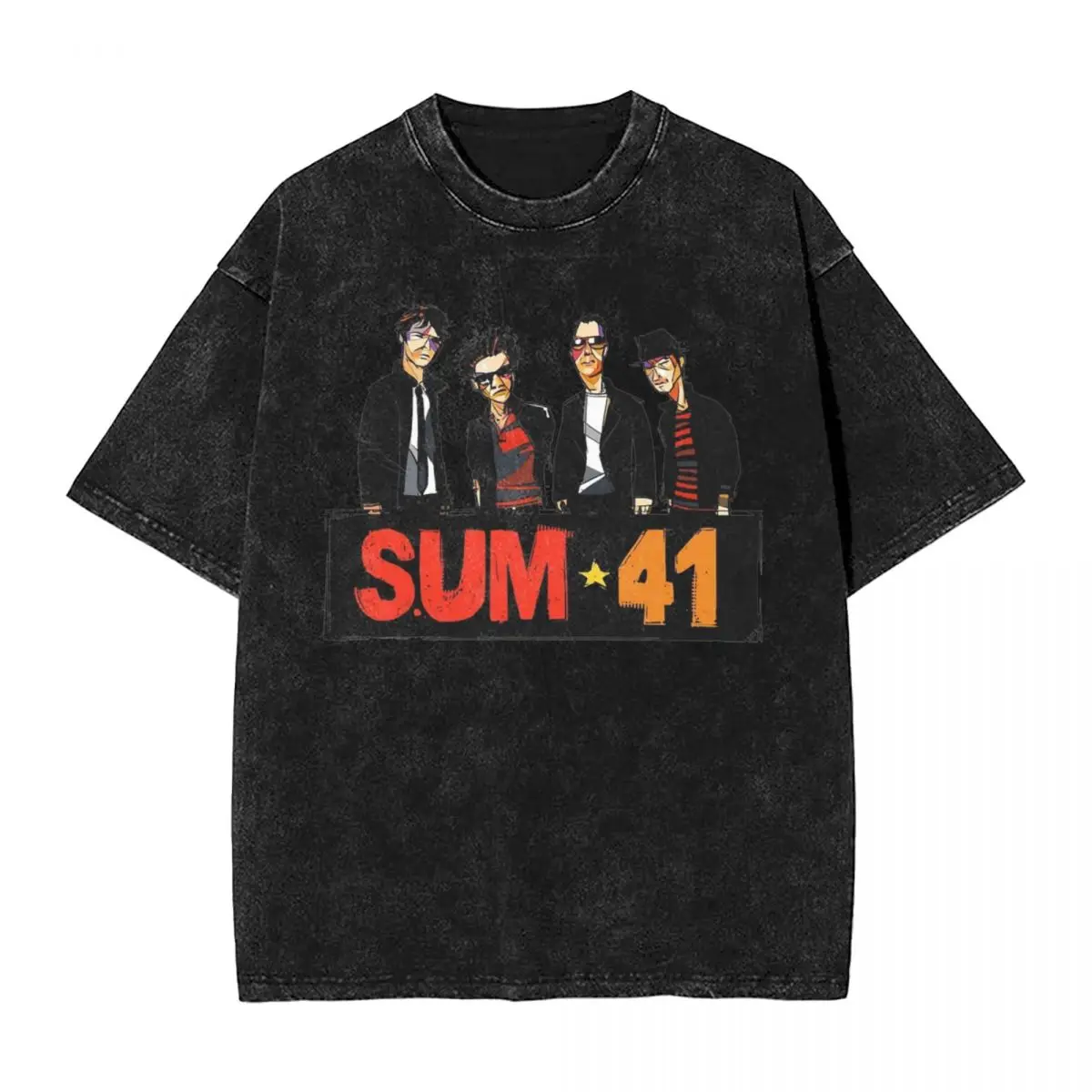 Sum 41 Band Gewassen T-shirt Man SUM41 Punk Humor Y2K Basic Katoenen T-shirts O-hals Harajuku Tee Shirt Eenvoudige Big Size Kleding