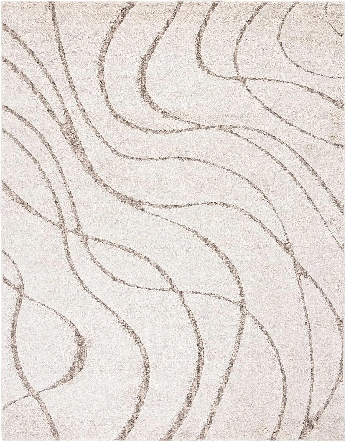 Shag Area Rug, Textured Geometric Pattern Floor Carpet For Living Room Dining Area And Bedroom, Durable Soft Large Indoor Mat, Cream And Beige Single Pack - view 3