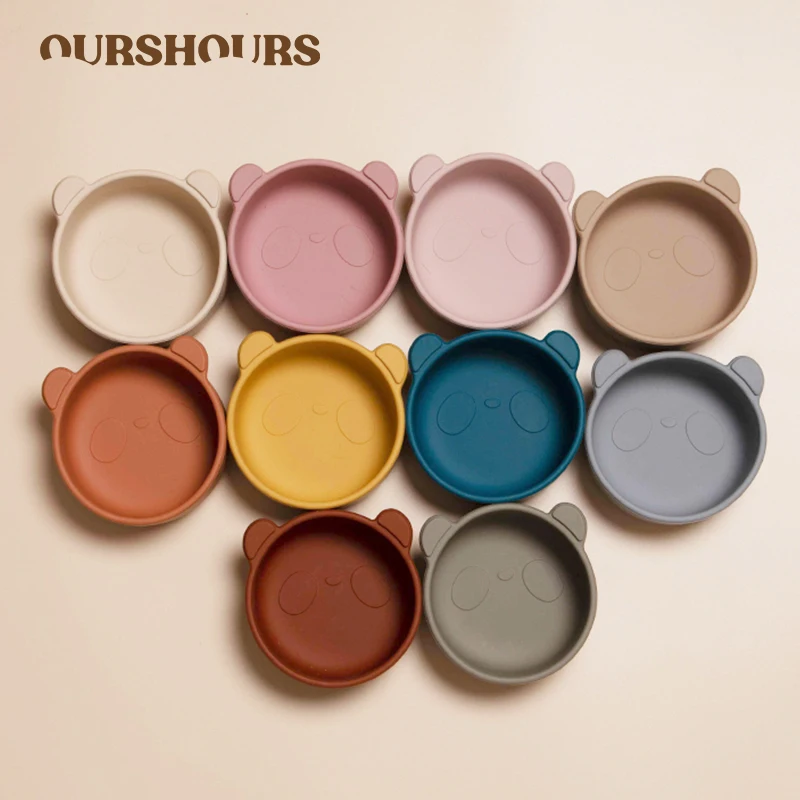 

Baby Soft Silicone Suction Bowl BPA Free Toddler Non-slip Eating Training Tableware Cute Panda Kids Feeding Bowls Baby Stuff