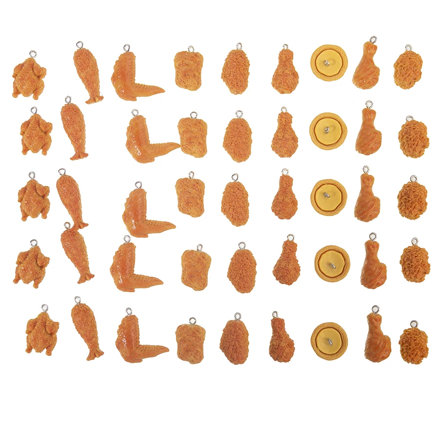20 stücke Mixed Mini Gebratenes Huhn Ei Tarts Huhn Beine Harz Charme Nette Lebensmittel Anhänger Für DIY Schmuck Zubehör