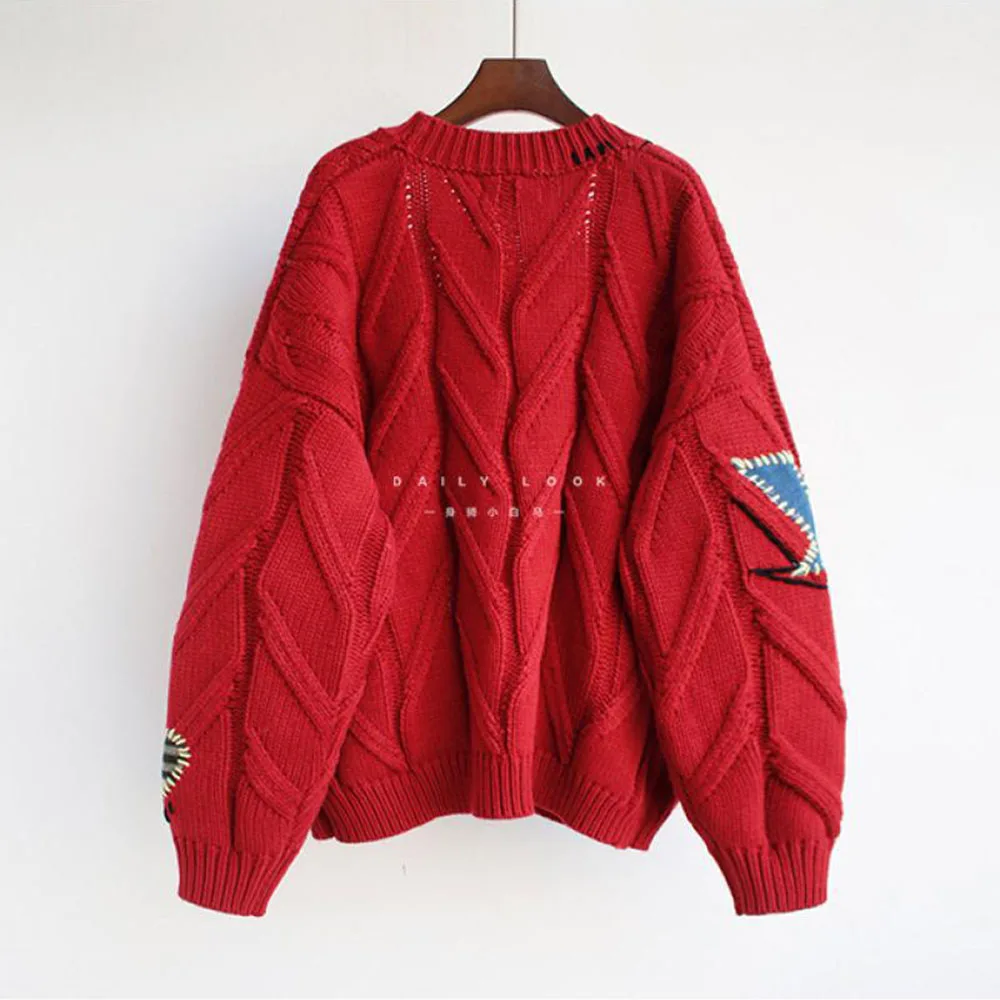 Fashion lazy Wind Embroidered Sweater Female 2024 Autumn And Winter New Letter Design Loose Casual Sweater Coat Female Tide.