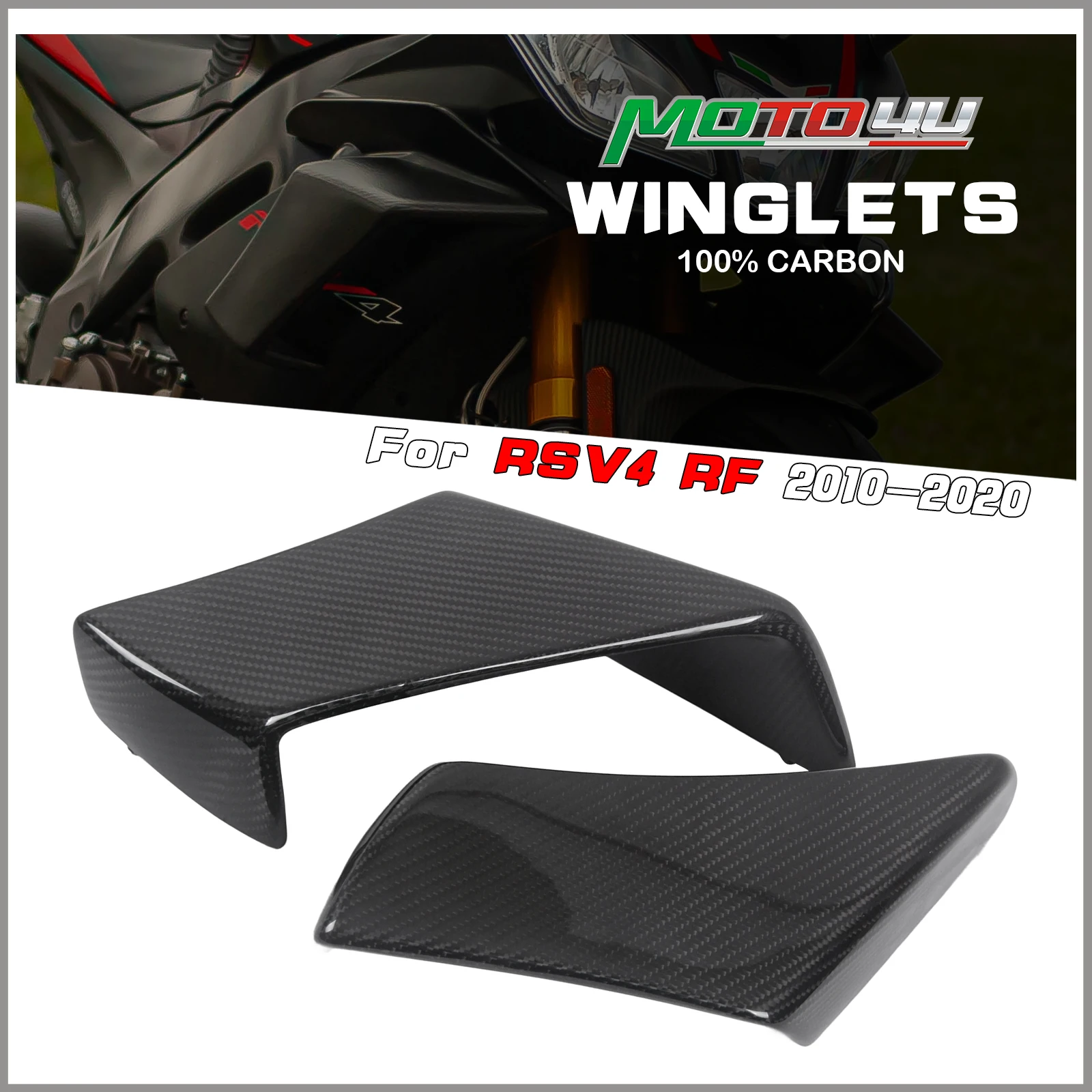 

For Aprilia RSV4 RF 2010-2020 Full Carbon Fiber Gloss Motorcycle Winglets Wing Kit Spoiler Air Deflector Side Aerodynamic