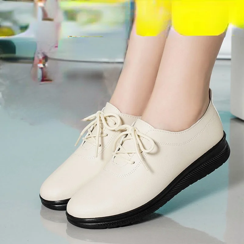 

2023 Spring and Autumn New Women's Flat Shoes Casual Shoes Lace-up Outdoor All-match Single Shoes Work Shoes Women's Shoes Size