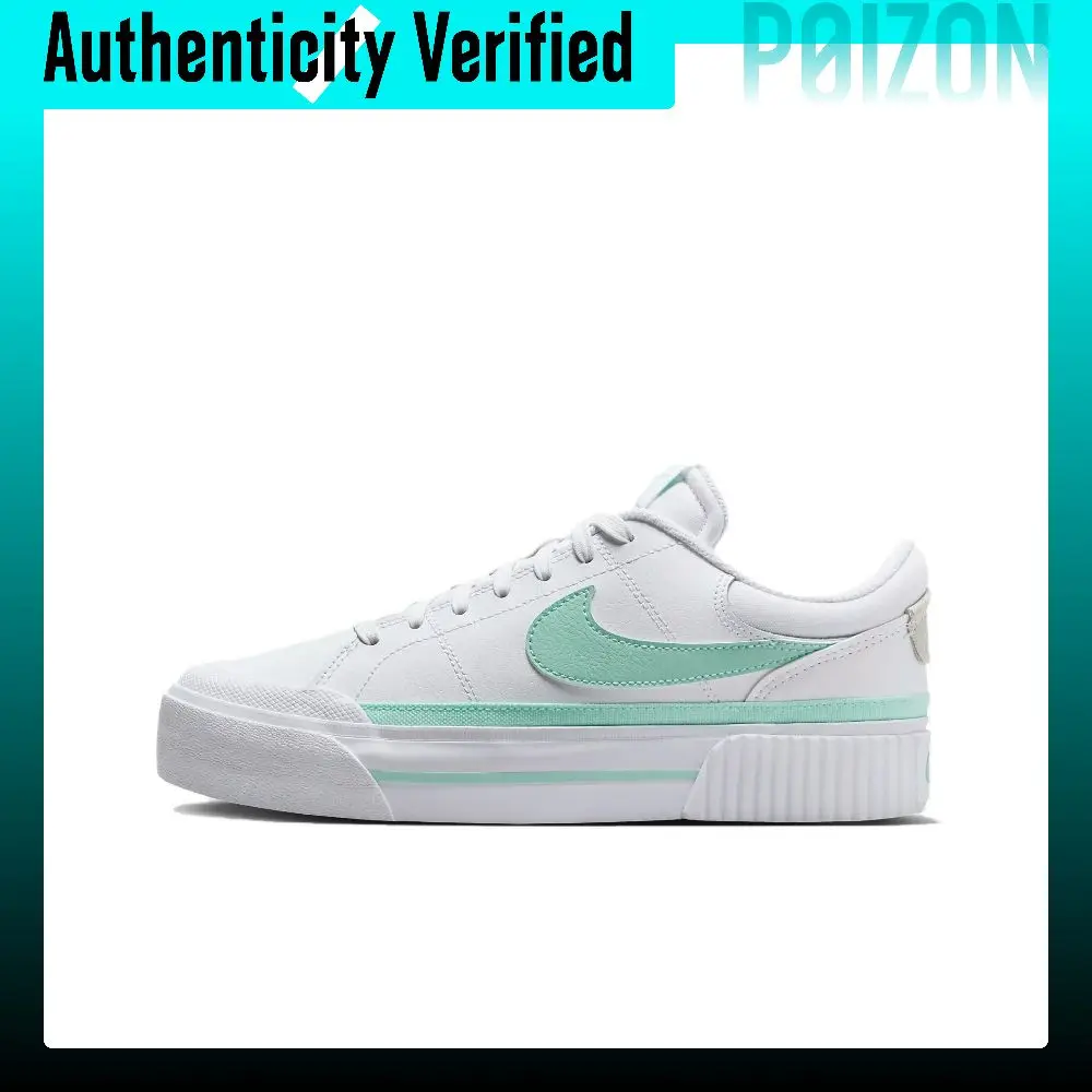 Zapatillas Nike Court Legacy antideslizantes con amortiguación y parte superior baja para skateboarding, para mujer, color blanco y verde, FZ3770-100