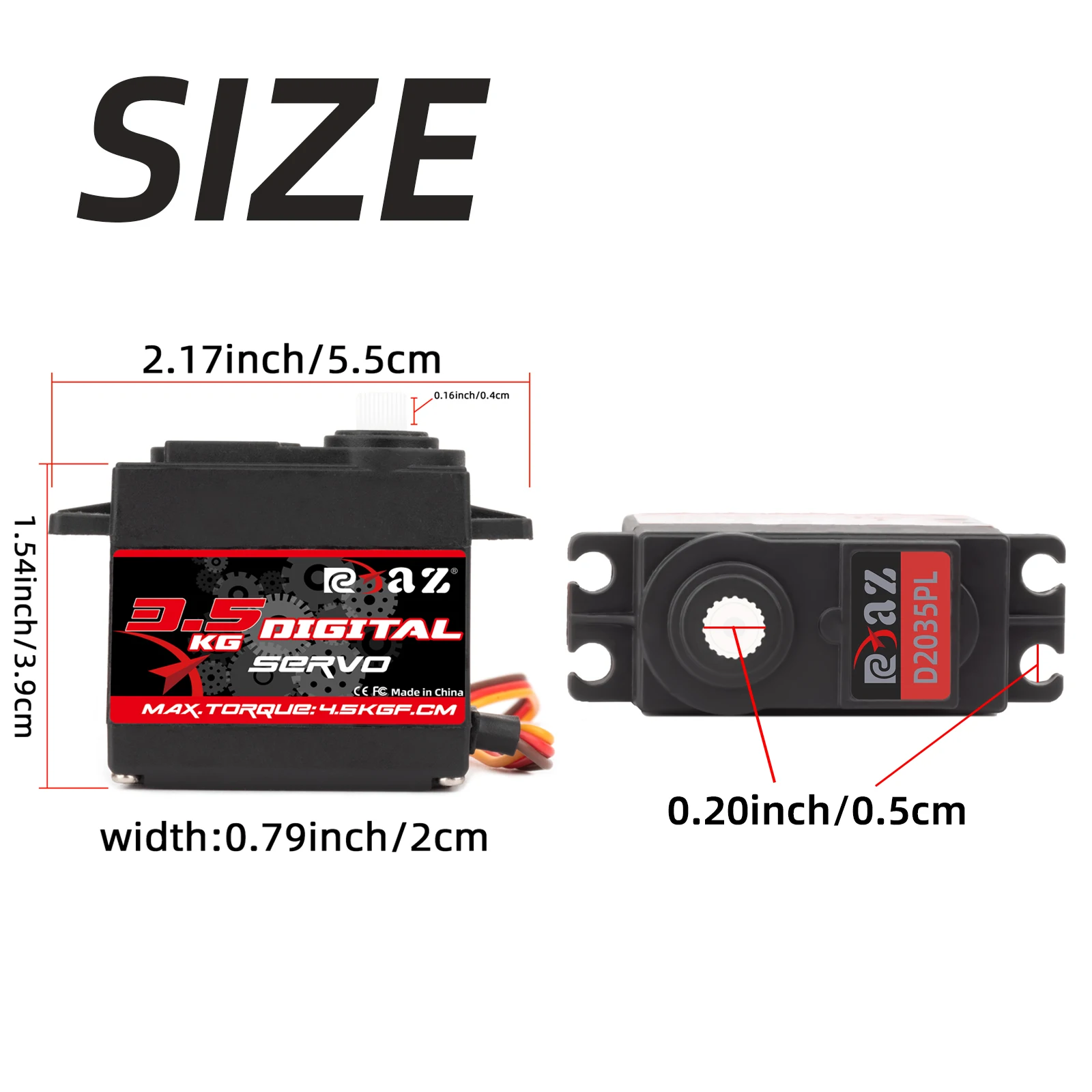 RC Servo 3.5KG Metal Gear Digital Servo Motor Steering Servo for 1/8 1/10 RC Car Short Range Truck Monster Robot Boat