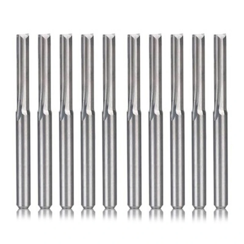 10PCS Two Flutes Spiral Carbide Mill Tool Cutters For CNC Router, Compression Wood End Mill Cutter Bits, 3.175X17mm