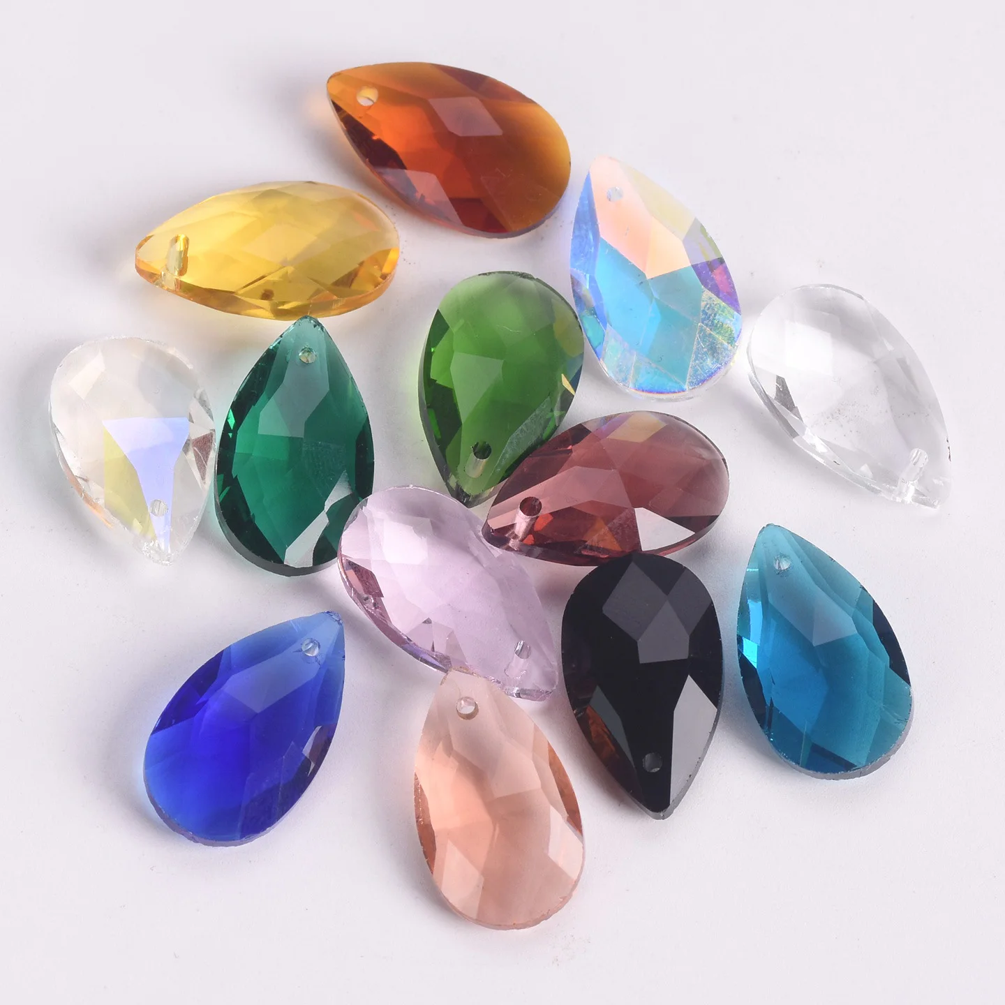 

5pcs Teardrop Shape 22x13mm Glossy Faceted Crystal Glass Chandelier Prism Top Drilled Pendants Beads For Jewelry Making DIY