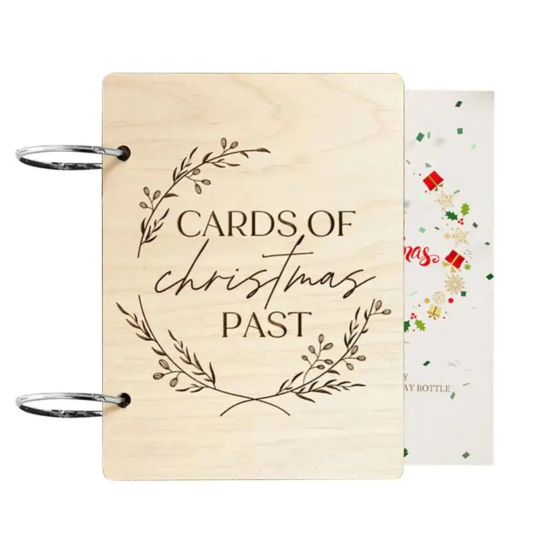 Christmas Card Holder Wooden Greeting Card Keeper Holiday Card Keepsake Album Post Card Album Holder for Card Photo Collection