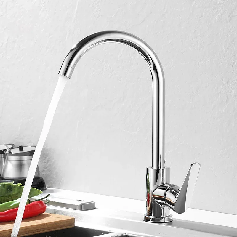 for kitchen faucet with swivel spray head stainless steel finish ball bearing design hot and cold water supply corrosion