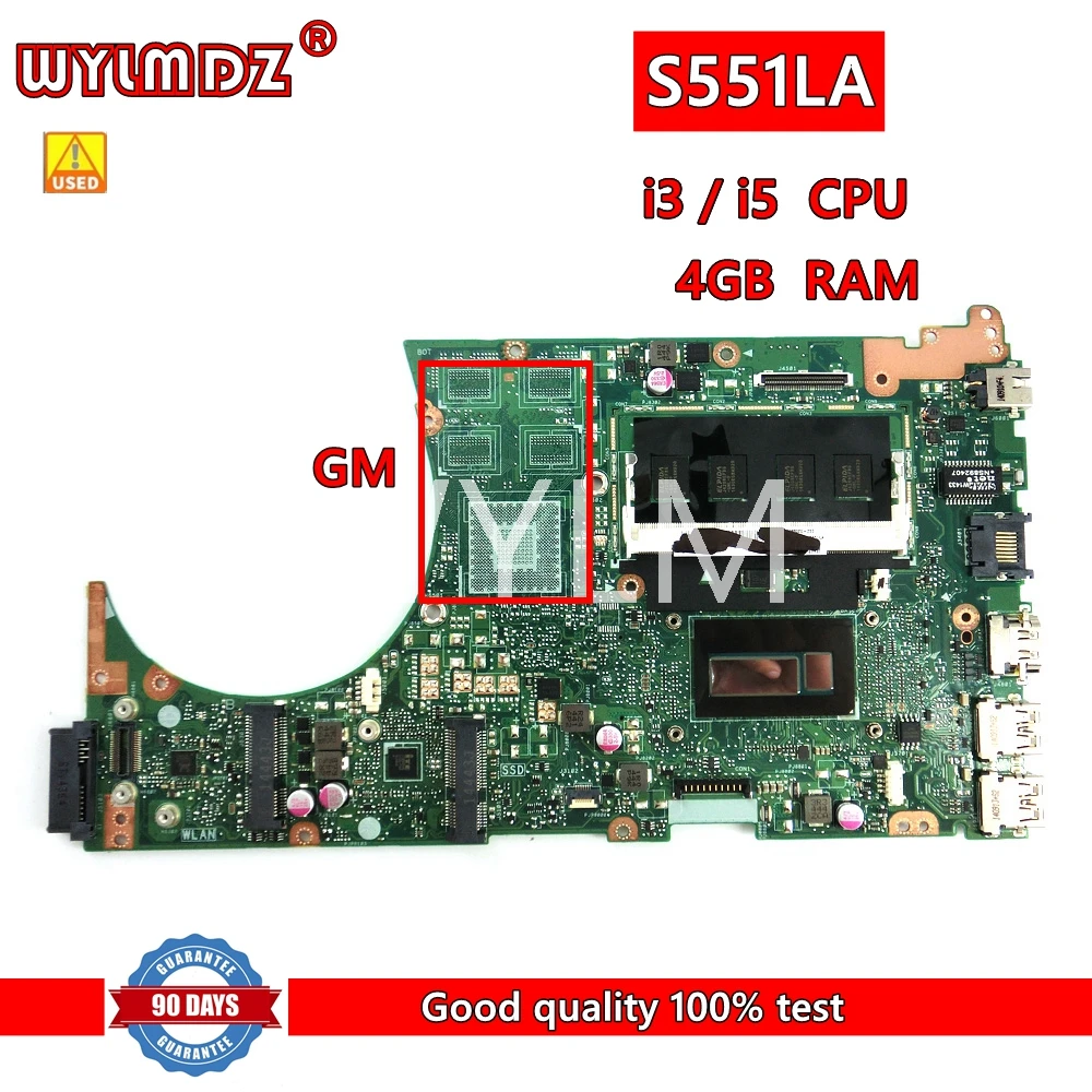 

S551LA i3 / i5 CPU 4GB RAM notebook Mainboard For Asus K551L K551LB K551LN S551L S551LB R553L Laptop Motherboard