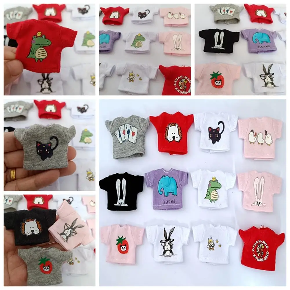 New OB11 Clothes cute Short T-shirt Cartoon Printed T-shirt for ob11,obitsu11,molly,1/12 bjd Dolls Accessories