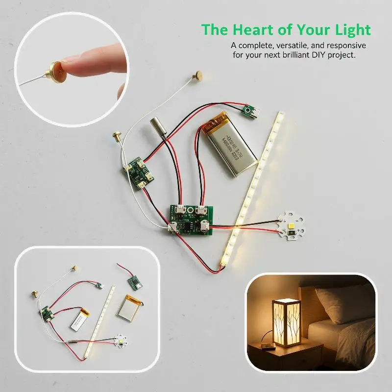 4Pcs LED Touch Switch Rechargeable Module PCB 5V 2A Perfect for Modern Lighting Aesthetics