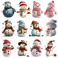 Mode Sneeuwpop Opstrijktransfer Voor Kleding DIY A-Niveau Wasbare T-shirts Thermische Sticker Vrolijk Kerstfeest DTF Patches Applique