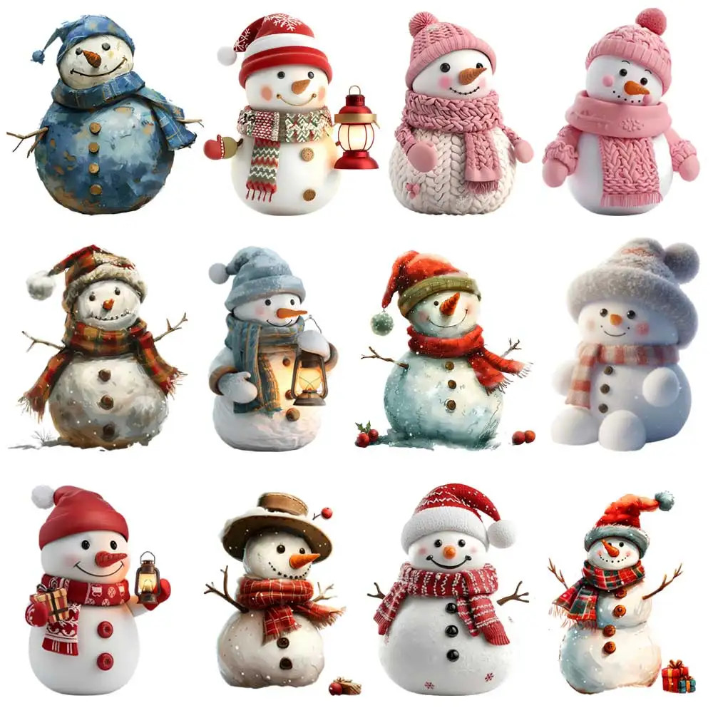 Fashion Snowman Iron-on Transfer For Clothing DIY A-Level Washable T-shirts Thermal Sticker Merry Christmas DTF Patches Applique