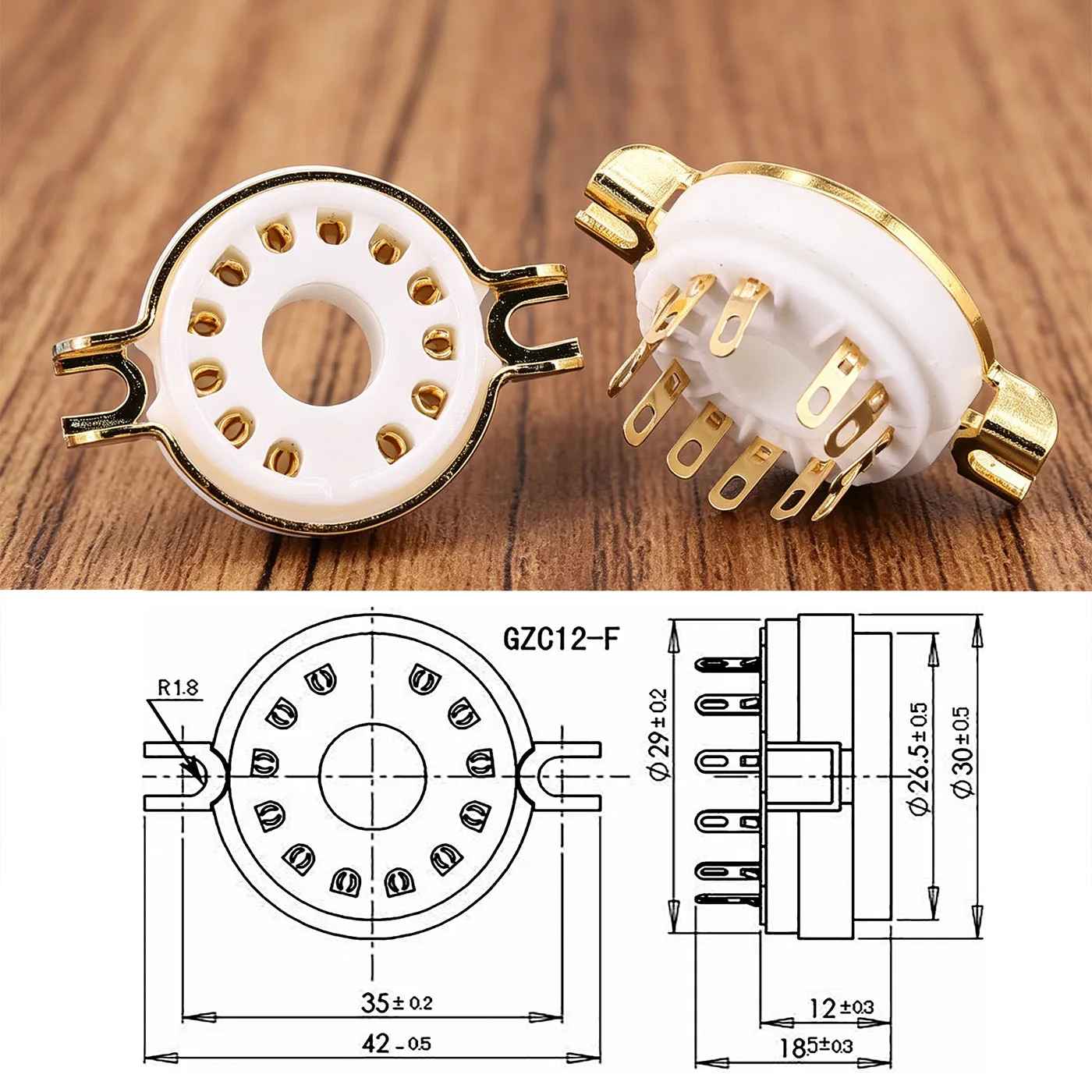 2PCS 6HF5 6C10 6GE5 8GU7 8AC9 9MN8 6EA4 50CA10 6CA10 Tube Amplifier B12C 12Pin Tube Socket Valve Base