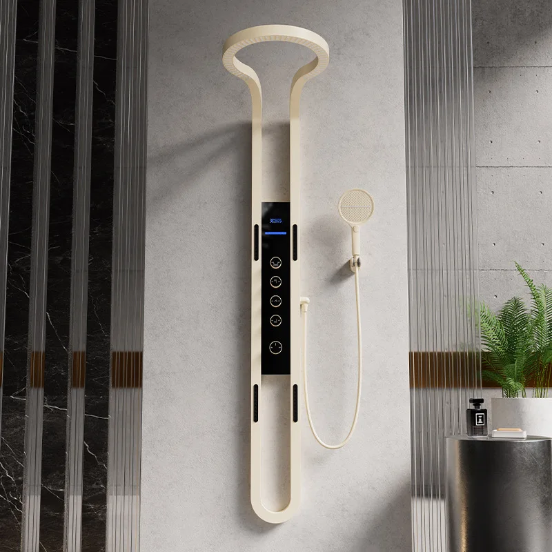 New Arrival Brushed Stainless Steel Hotel Use Triple Handle Rainfall Spa Shower Set LED Multi-function Waterfall Massage Jets