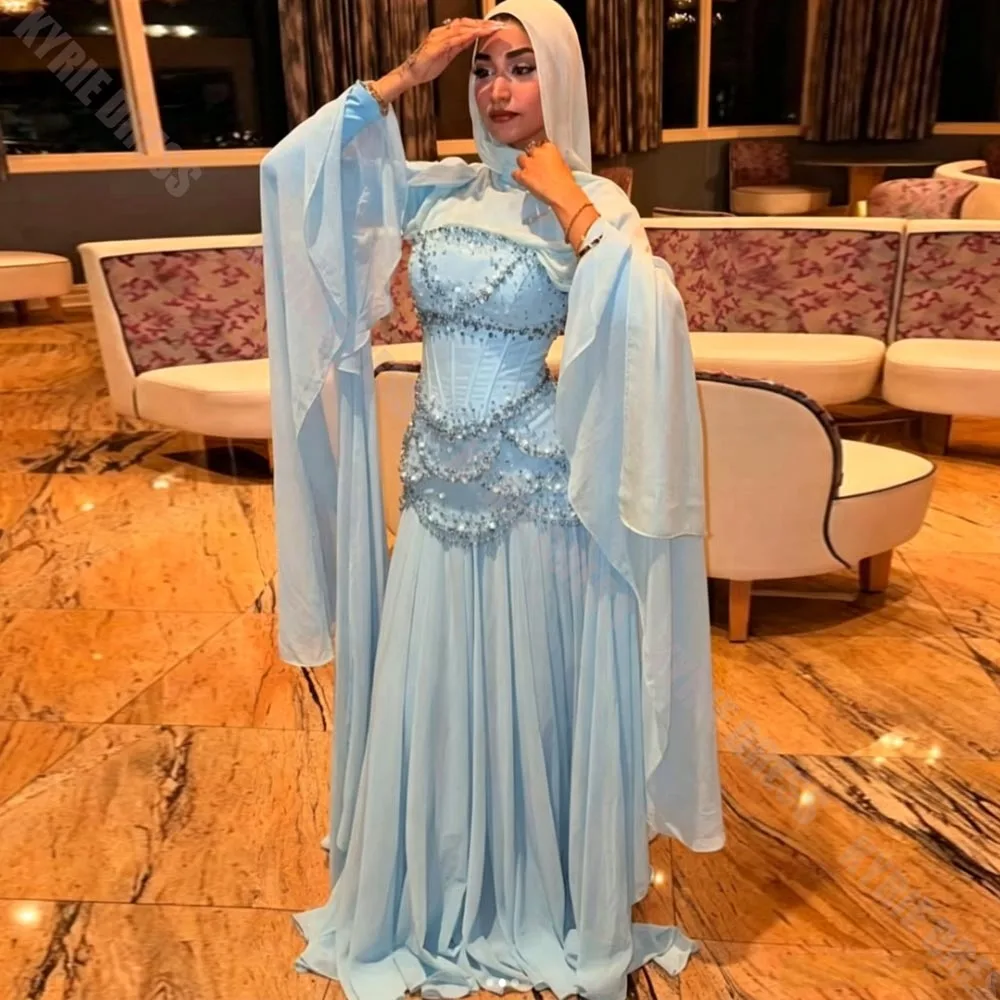Women's Formal Evening Gowns 2026 Shawl Sleeves فياتين اعراس وسهرات فخمه Guest Dress A Line Draped Floor Length Prom Party Gowns image 2
