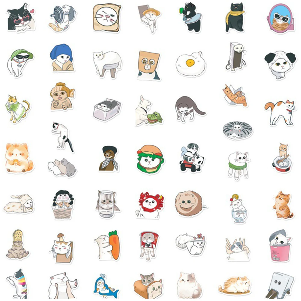 10/30/50 Stuks Kawaii Grappige Kat Meme Stickers Schattige Stickers Notebook Laptop Telefoon Bagage Esthetische Briefpapier Sticker Voor Kinderen Speelgoed