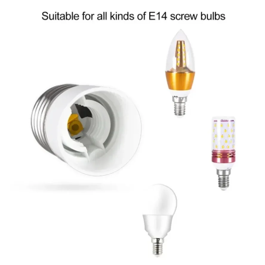 10PCS E27 To E14 Lamp Holder Converter E14 Lamp Socket Adapter E27 Lamp Base Fireproof Material Screw Mouth Lamp Socket Changer