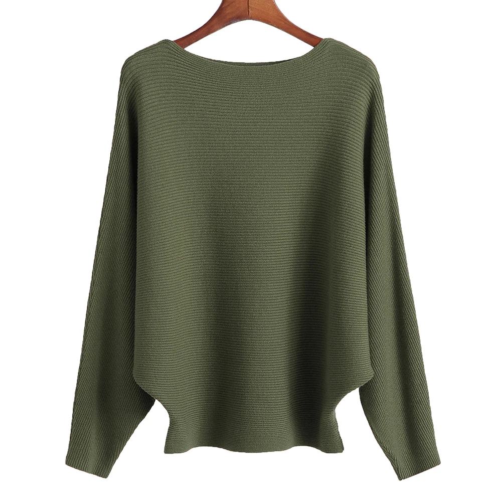 BHflutter-suéter de punto de manga larga para mujer, jersey de talla grande con cuello de barco, Tops cálidos de gran tamaño, otoño e invierno, 2022