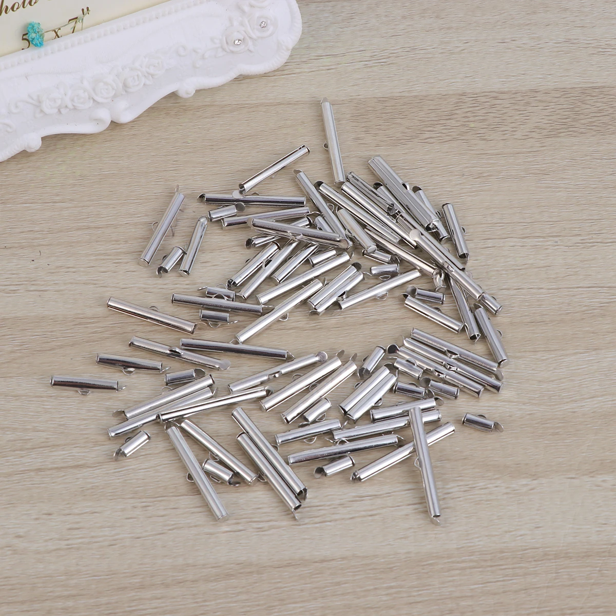 

100pcs Bead Chain Tube Buckle White Spacers for Necklace Making Jewelry Accessories Metal Tube Spacers DIY Craft Lightweight