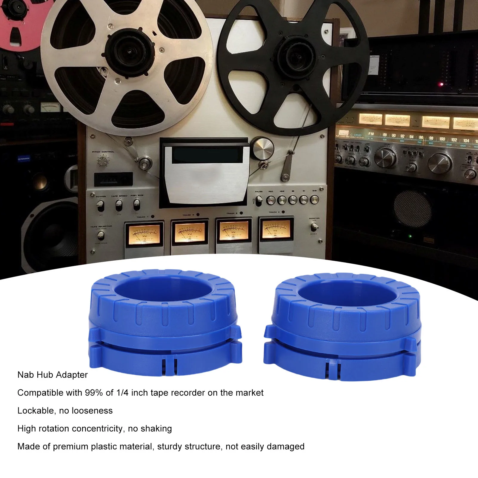잠금 가능한 NAB 허브 어댑터 1쌍, 타스캠 1/4인치 릴 투 릴 테이프 레코더에 적합한 잠금 가능한 플라스틱 베이스