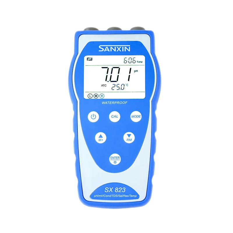 

SX823 Портативный портативный измеритель pH/мВ / проводимости / TDS / солености / солености / сопротивления / температуры