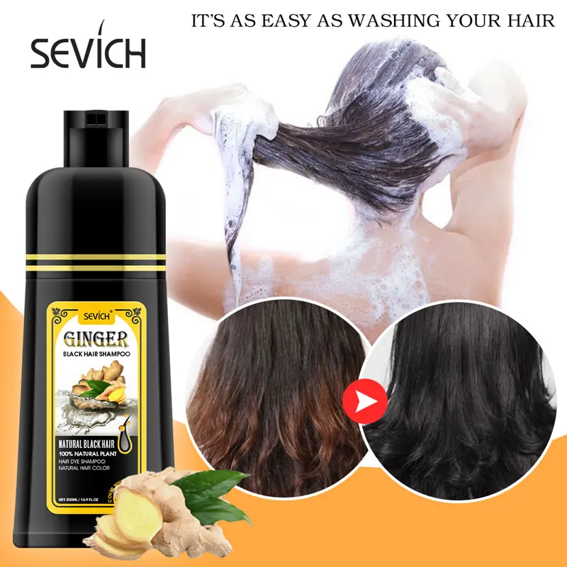 Hair Darkening Shampoo Black Hair Dye Shampoo Ginseng Extract 5 Mins Fast Grey White Hair Dyed To Black Hair Care Men & Women