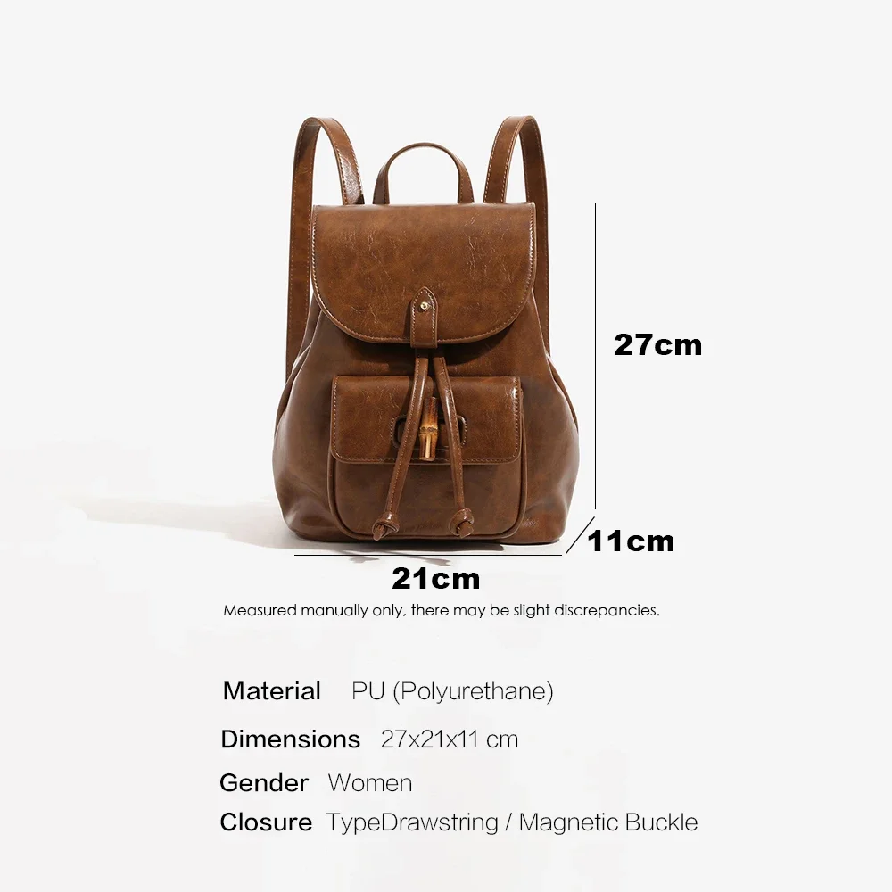 Daypack Vintage Casual Drawstring Backpack For Women Lightweight Mini Bookbag For Daily Weekend Use Ladies Bags