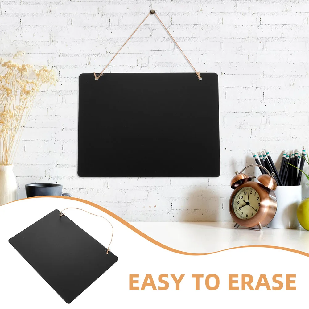 3Pcs Reversible Chalkboard Tag Wooden Hanging Sign Double-Sided Erasable Message Board for Restaurant Classroom Shop Use