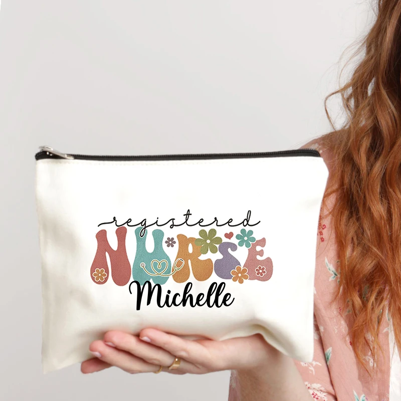 パーソナライズされたキャンバスバッグ,トラベルバッグ,香水,口紅,収納ポーチ,ジッパー,ペンシルケース,財布,パーソナライズされた名前のギフト