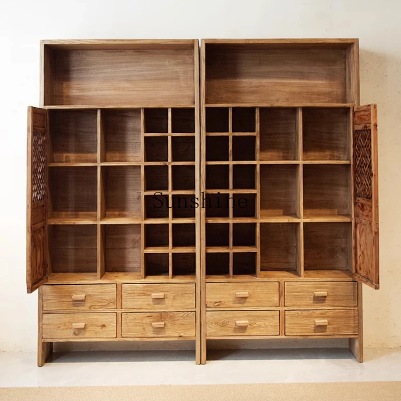 

Wabi Sand Wind All Solid Wood Teacup Holder Display/Duobao Pavilion Storage Cabinet Furniture