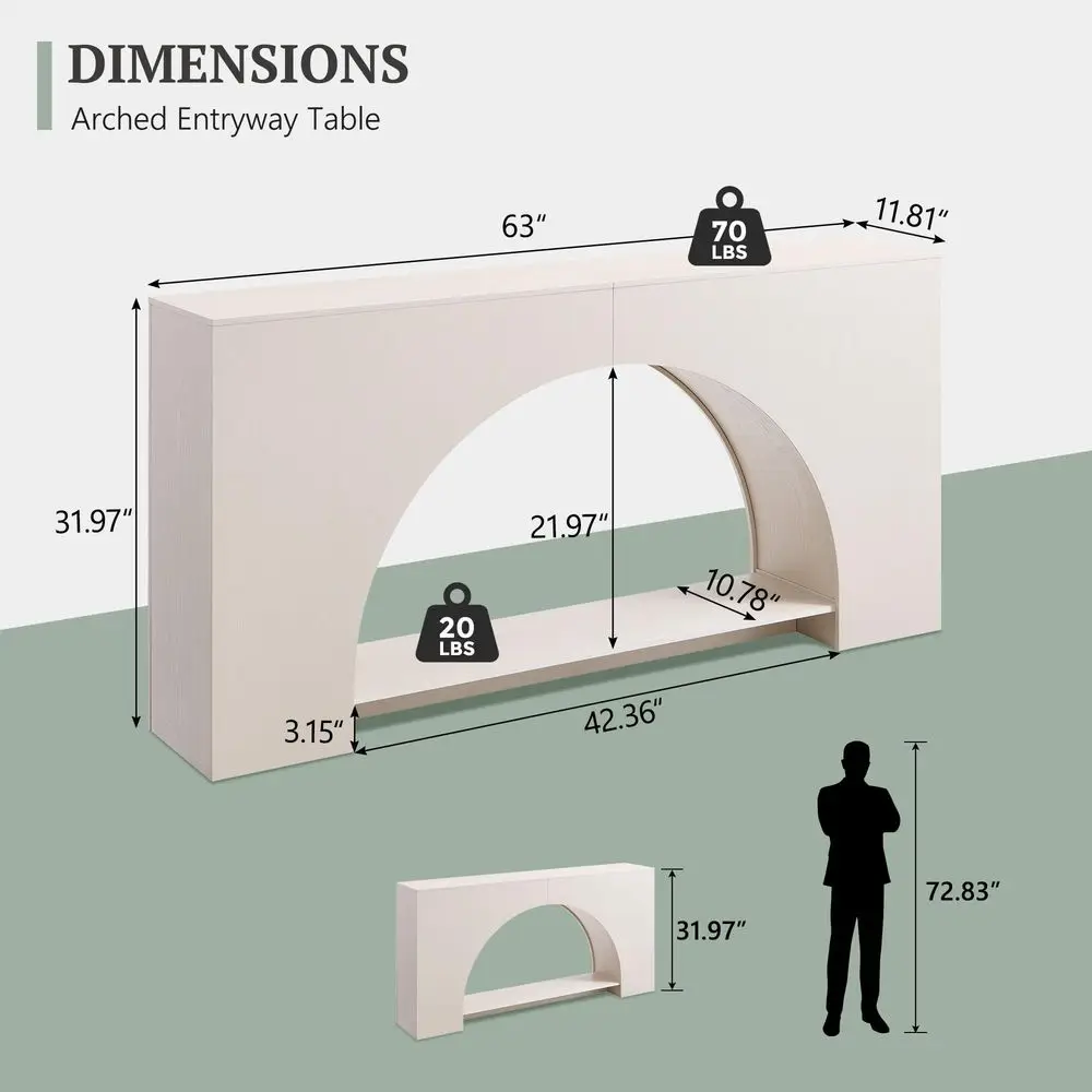 

Arched Console Table, 2Tier Modern Entryway Table with Arched Base, Narrow Long Wood Sofa Table Behind Couch Table for Living R